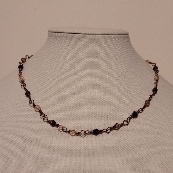 Handmade Crystal Bead Copper Chain Necklace - Picture 1 of 4